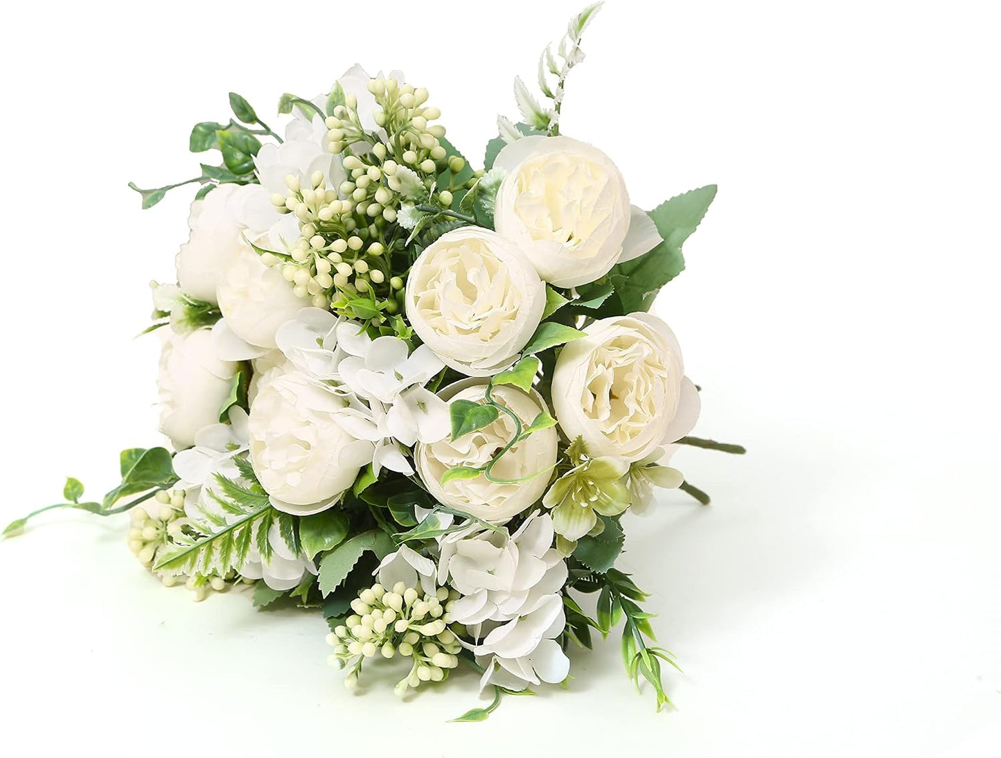 Artificial Flowers Fake Peony Silk Mini Plastic Bridal Flowers for DIY Wedding Bouquets Home Decorations 4 Packs(Light Yellow)