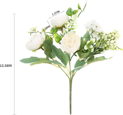 Artificial Flowers Fake Peony Silk Mini Plastic Bridal Flowers for DIY Wedding Bouquets Home Decorations 4 Packs(Light Yellow)