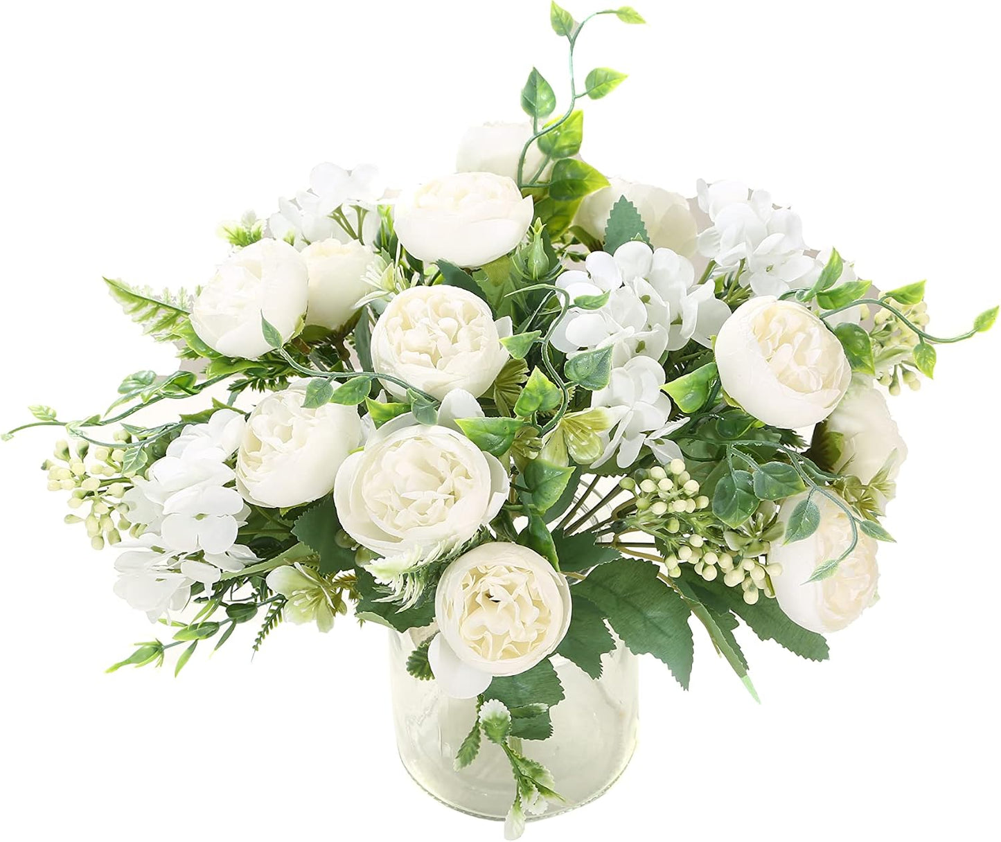 Artificial Flowers Fake Peony Silk Mini Plastic Bridal Flowers for DIY Wedding Bouquets Home Decorations 4 Packs(Light Yellow)