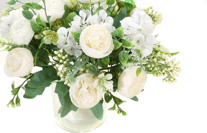 Artificial Flowers Fake Peony Silk Mini Plastic Bridal Flowers for DIY Wedding Bouquets Home Decorations 4 Packs(Light Yellow)