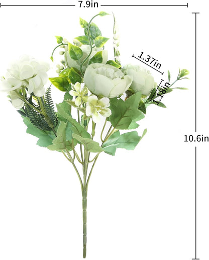 Artificial Flowers Fake Peony Silk Mini Plastic Bridal Flowers for DIY Wedding Bouquets Home Decorations 4 Packs(Light Yellow)