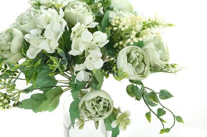 Artificial Flowers Fake Peony Silk Mini Plastic Bridal Flowers for DIY Wedding Bouquets Home Decorations 4 Packs(Light Yellow)