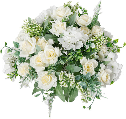Artificial Flowers Fake Peony Silk Mini Plastic Bridal Flowers for DIY Wedding Bouquets Home Decorations 4 Packs(Light Yellow)