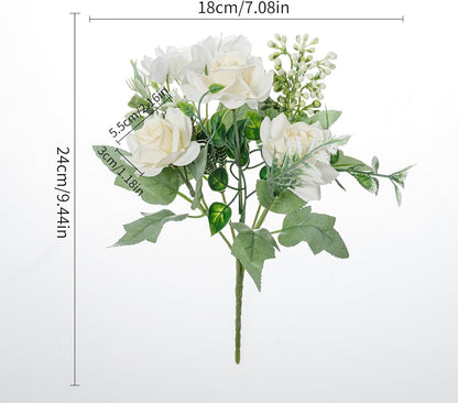 Artificial Flowers Fake Peony Silk Mini Plastic Bridal Flowers for DIY Wedding Bouquets Home Decorations 4 Packs(Light Yellow)