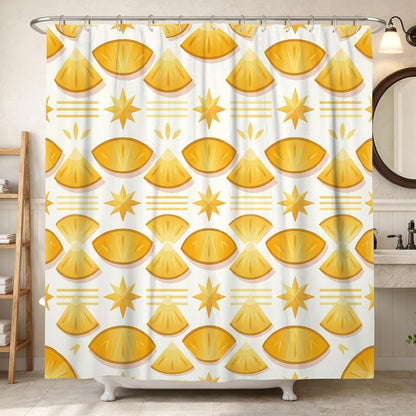Lemon Shower Curtain, Summer Bright Star Slice Summer Yellow Washable with Hooks Decorative Bathroom Curtain for Bathroom Toile Guest Room Decor 62x72 Inch