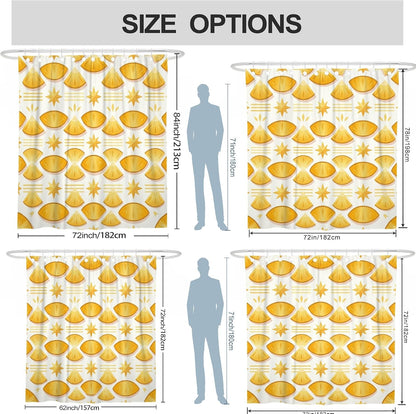 Lemon Shower Curtain, Summer Bright Star Slice Summer Yellow Washable with Hooks Decorative Bathroom Curtain for Bathroom Toile Guest Room Decor 62x72 Inch