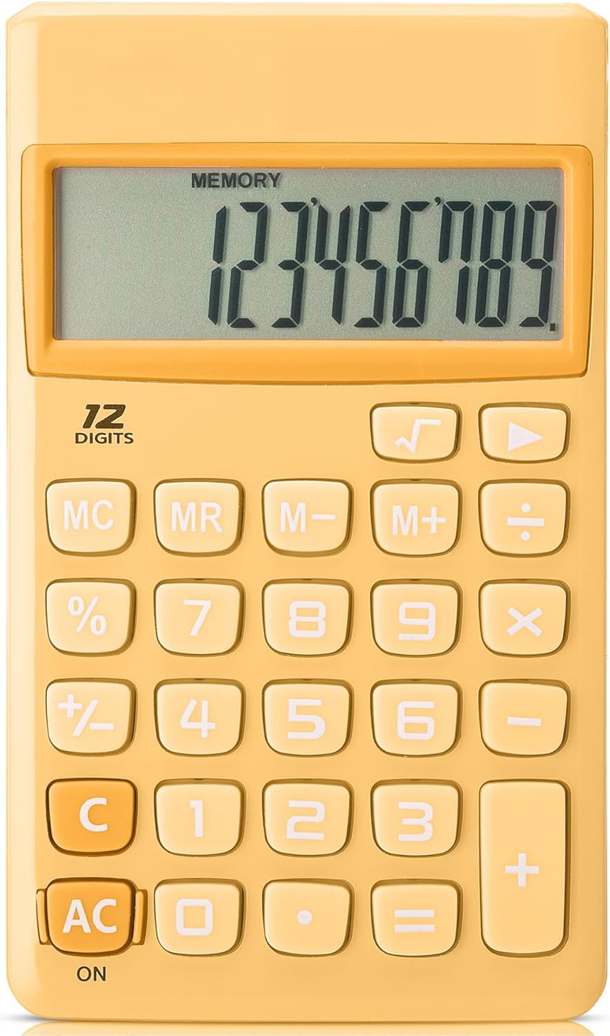 Standard Function Calculator, 12 Digits, Small Calculator, Orange