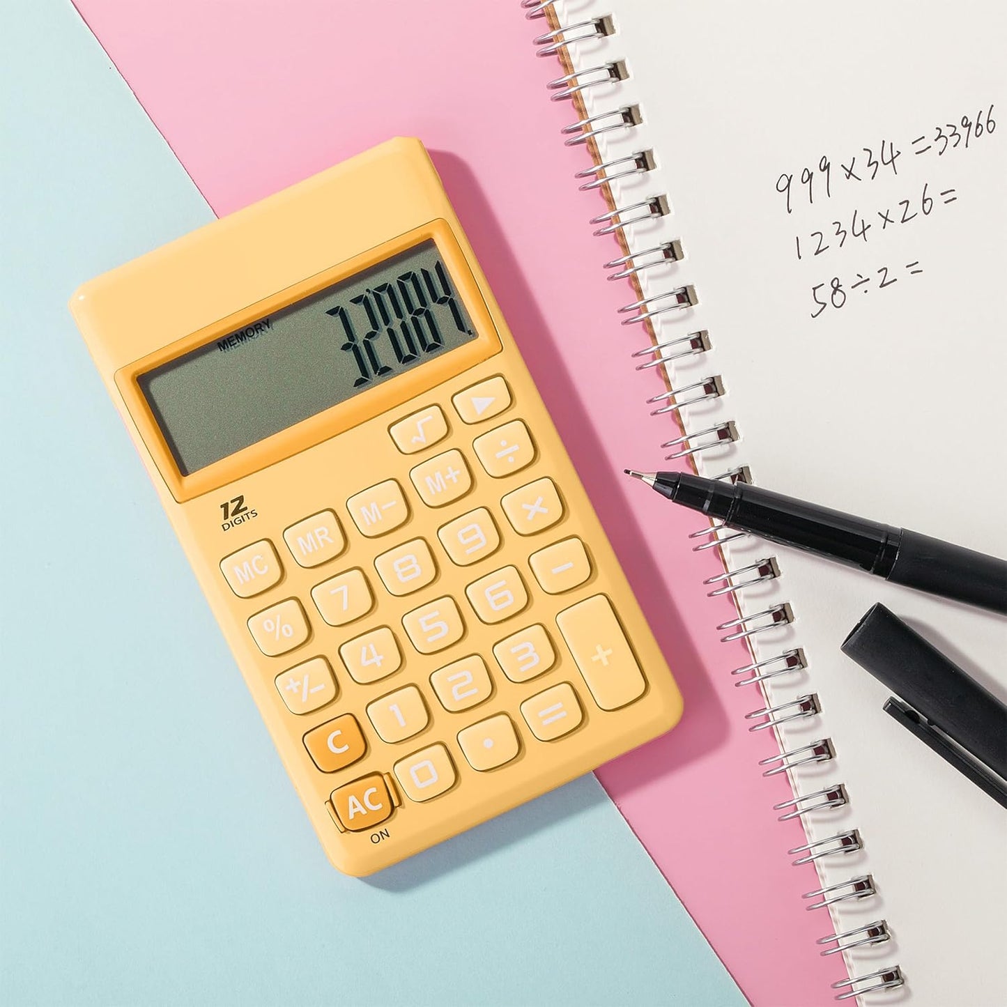 Standard Function Calculator, 12 Digits, Small Calculator, Orange