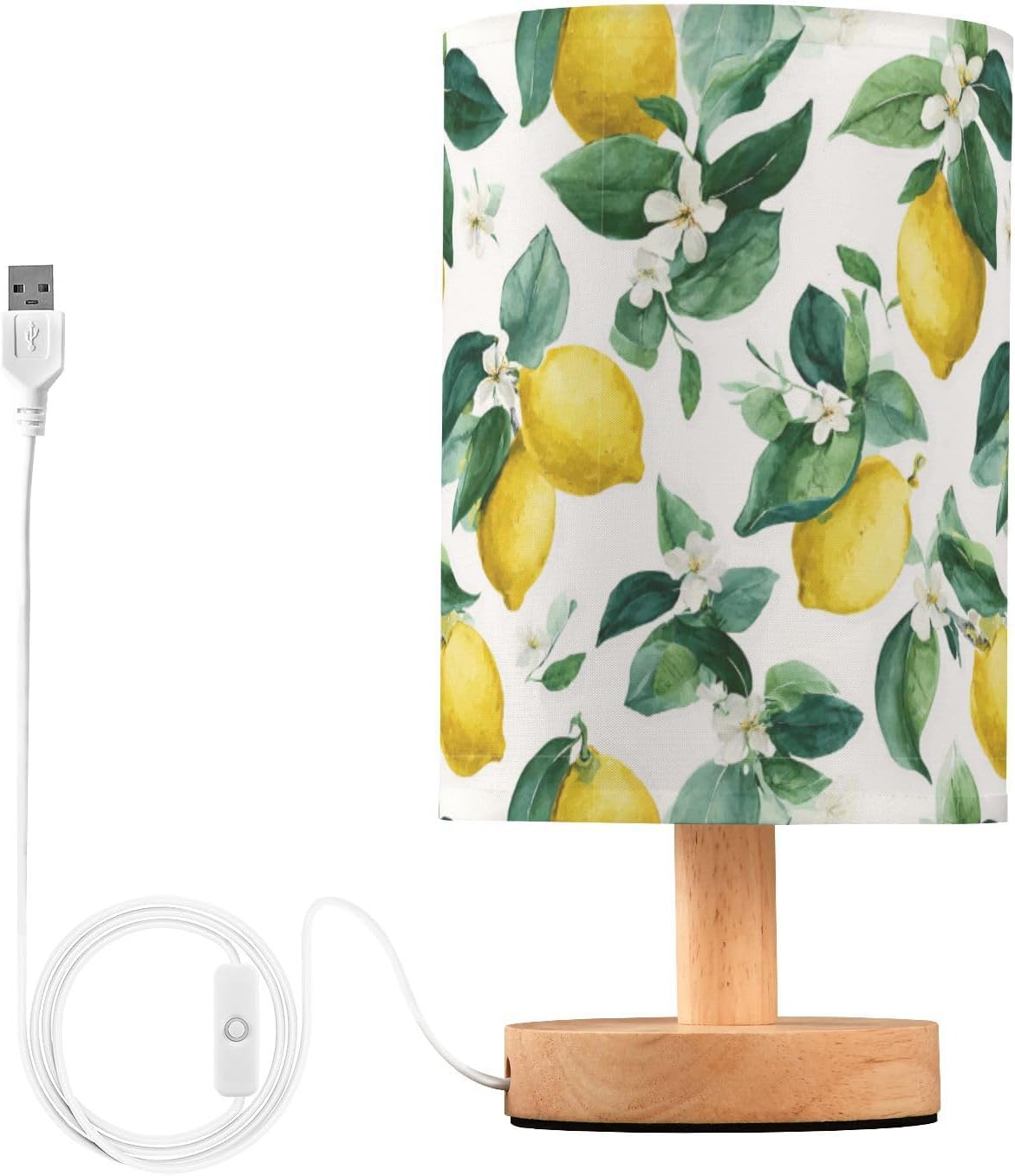 Bedside Table Lamp Lemon Yellow Citrus Fruits (3) Kids Nightstand Lamp Night Light Fabric Shade for Bedroom Living Room Home Office