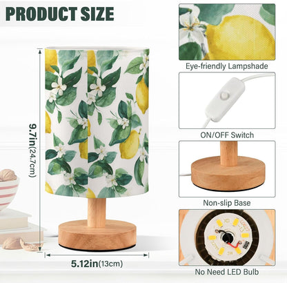Bedside Table Lamp Lemon Yellow Citrus Fruits (3) Kids Nightstand Lamp Night Light Fabric Shade for Bedroom Living Room Home Office