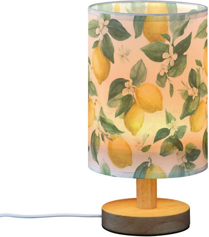 Bedside Table Lamp Lemon Yellow Citrus Fruits (3) Kids Nightstand Lamp Night Light Fabric Shade for Bedroom Living Room Home Office
