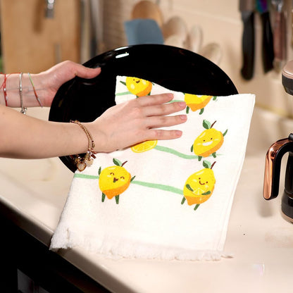Lemon Printed Dish Towels - Drying & Reusable, (16" x 24") Soft and Decorative - Versatile, Perfect as Tea Towels, Kitchen Hand Towels - Lemon Theme (Pack of 6-3 Unique Designs)