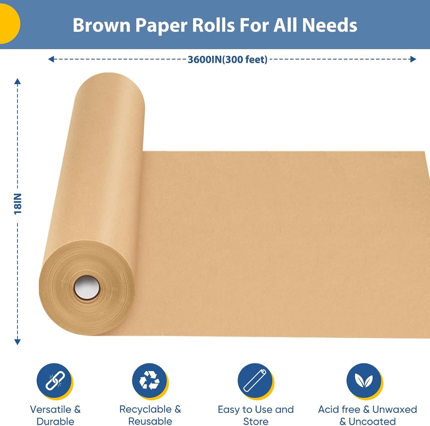 Yellow Wrapping Paper Craft Kraft Paper Roll 15"x450",Bulletin Board Paper | Arts & Crafts, Gift Wrapping Bouquet Flower Packing Painting Drawing Paint Easel Poster Chart Decorative Paper, Art Supplies
