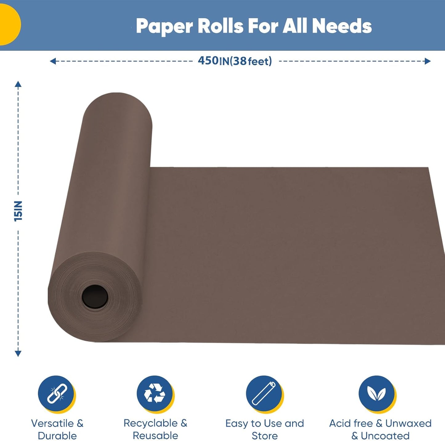 Yellow Wrapping Paper Craft Kraft Paper Roll 15"x450",Bulletin Board Paper | Arts & Crafts, Gift Wrapping Bouquet Flower Packing Painting Drawing Paint Easel Poster Chart Decorative Paper, Art Supplies