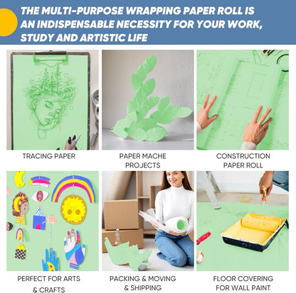 Yellow Wrapping Paper Craft Kraft Paper Roll 15"x450",Bulletin Board Paper | Arts & Crafts, Gift Wrapping Bouquet Flower Packing Painting Drawing Paint Easel Poster Chart Decorative Paper, Art Supplies