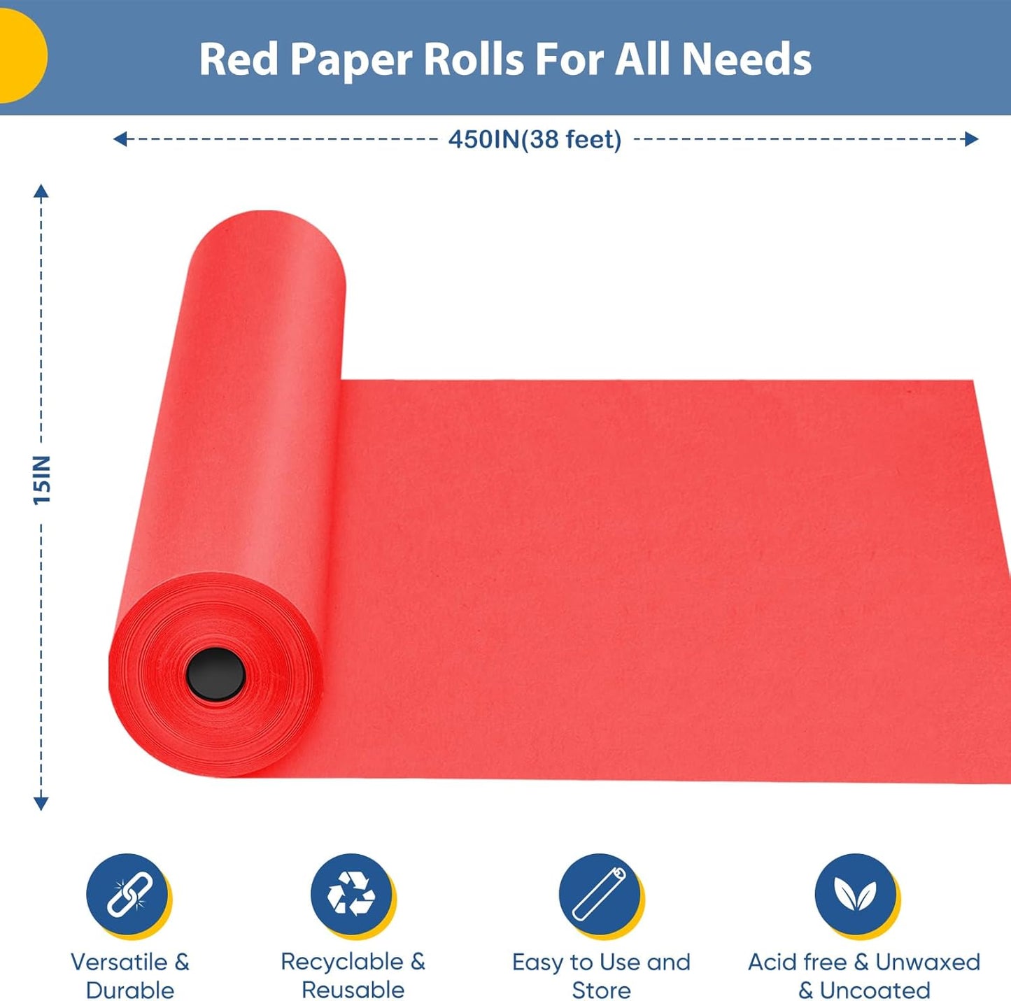 Yellow Wrapping Paper Craft Kraft Paper Roll 15"x450",Bulletin Board Paper | Arts & Crafts, Gift Wrapping Bouquet Flower Packing Painting Drawing Paint Easel Poster Chart Decorative Paper, Art Supplies
