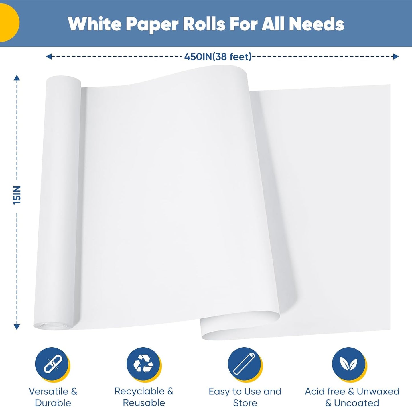 Yellow Wrapping Paper Craft Kraft Paper Roll 15"x450",Bulletin Board Paper | Arts & Crafts, Gift Wrapping Bouquet Flower Packing Painting Drawing Paint Easel Poster Chart Decorative Paper, Art Supplies