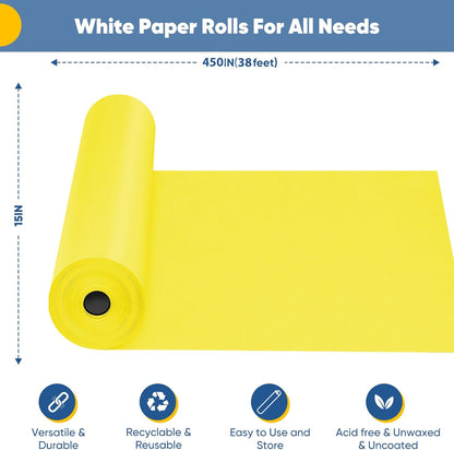 Yellow Wrapping Paper Craft Kraft Paper Roll 15"x450",Bulletin Board Paper | Arts & Crafts, Gift Wrapping Bouquet Flower Packing Painting Drawing Paint Easel Poster Chart Decorative Paper, Art Supplies