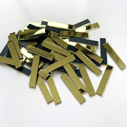 200 Pcs Mini Rectangle Mirror Tiles Small Glass Mosaic Pieces (Yellow Gold)