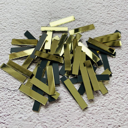 200 Pcs Mini Rectangle Mirror Tiles Small Glass Mosaic Pieces (Yellow Gold)