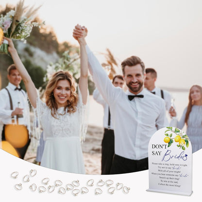 Lemon Bridal Shower Ring Game, 1 Sign and 50 Rings, Bridal Shower Decorations, Put a Ring on It Bridal Shower Game, Wedding Shower Games(jzxn06)