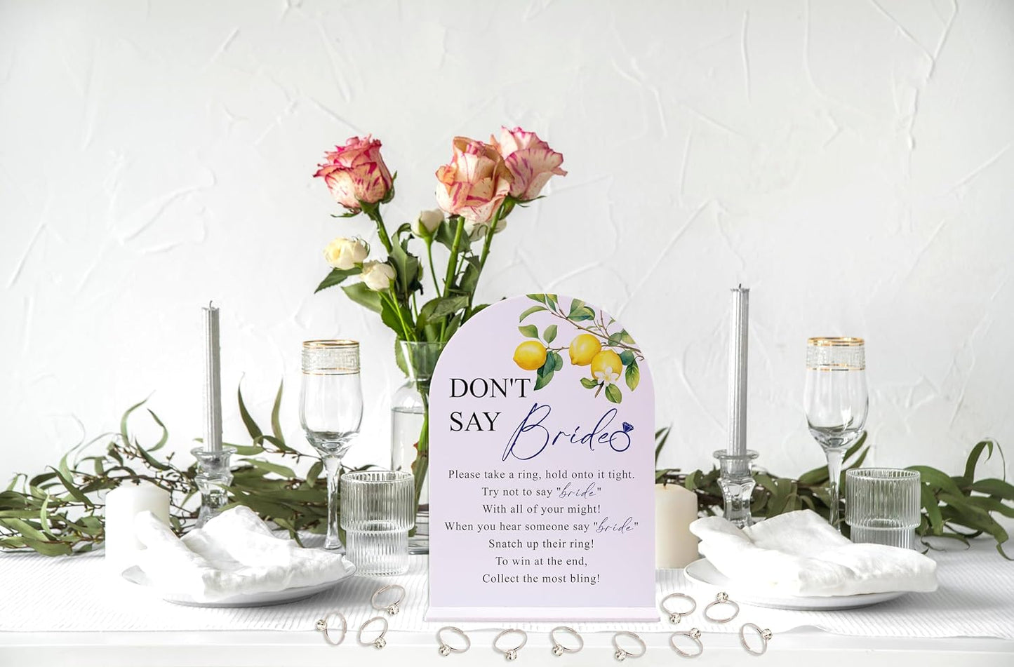 Lemon Bridal Shower Ring Game, 1 Sign and 50 Rings, Bridal Shower Decorations, Put a Ring on It Bridal Shower Game, Wedding Shower Games(jzxn06)