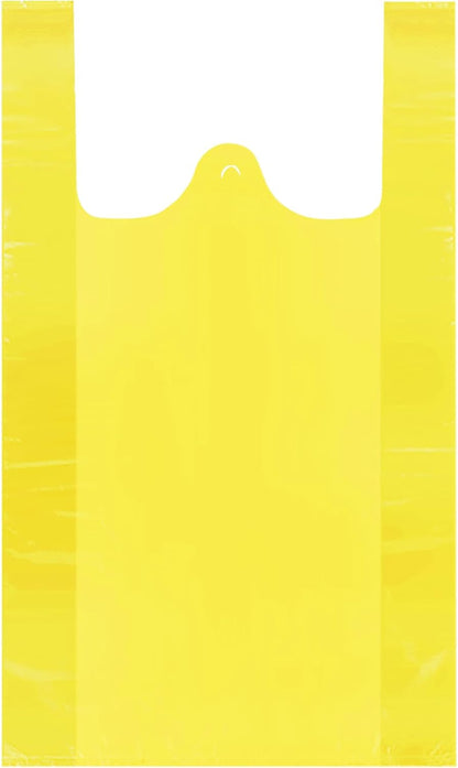 Yellow Plastic Bags with Handles, T Shirt Bags 12x20 Inch, 200 Count | Plastic Grocery Bags, Plastic Shopping Bags for Small Business and Retail Stores, Bolsas De Plastico Para Negocio