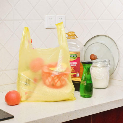 Yellow Plastic Bags with Handles, T Shirt Bags 12x20 Inch, 200 Count | Plastic Grocery Bags, Plastic Shopping Bags for Small Business and Retail Stores, Bolsas De Plastico Para Negocio