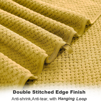 8-Piece Bath Towel Set, 2 Extra Large Bath Towel Sheets, 2 Hand Towels and 4 Washcloths - Highly Absorbent Quick Dry Microfiber,Ultra Soft Towel Set for Bathroom Waffle Weave, Pack of 8 (Sweet Yellow)