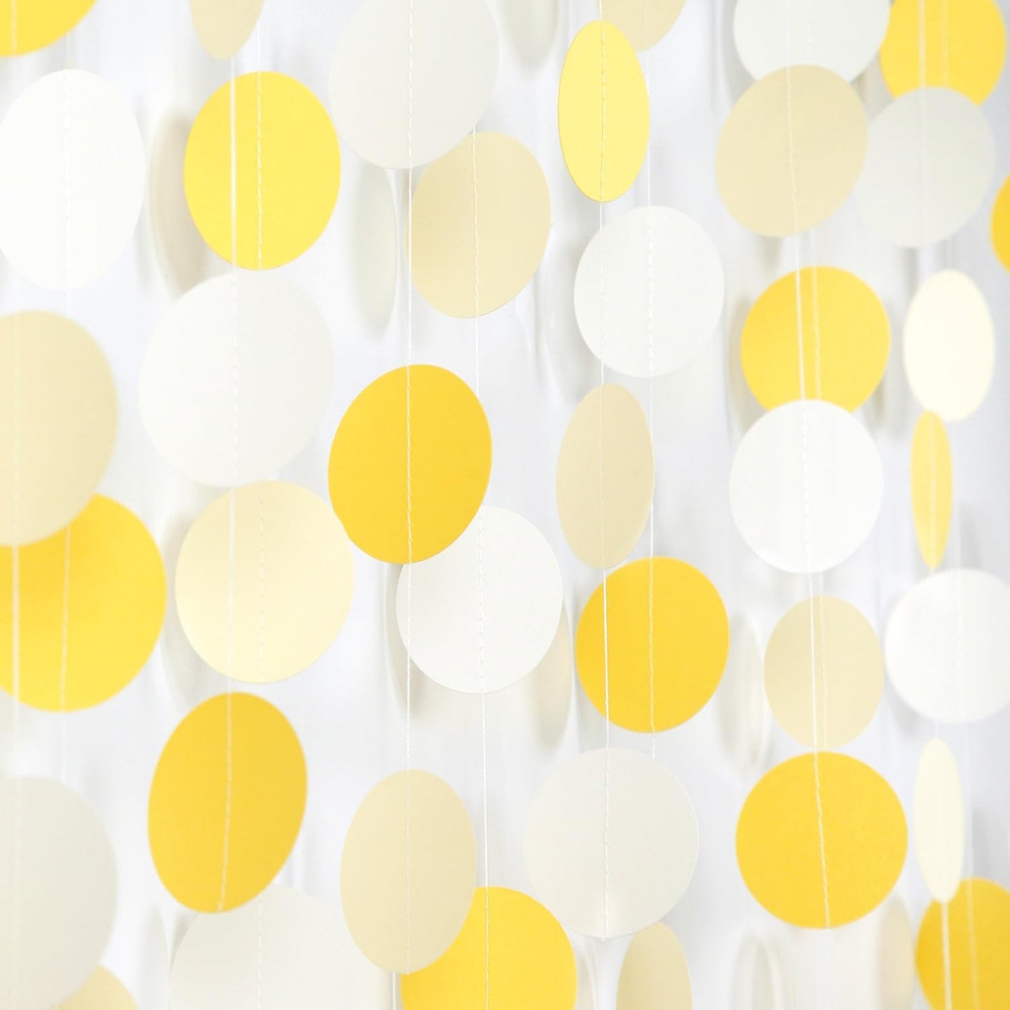 Yellow-White Women-Birthday Party-Decorations Garland Streamers - 52Ft Lemon Baby Shower Graduation Hanging Banner,Sunflower Classroom Pastel Backdrop Decor