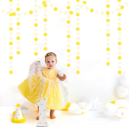 Yellow-White Women-Birthday Party-Decorations Garland Streamers - 52Ft Lemon Baby Shower Graduation Hanging Banner,Sunflower Classroom Pastel Backdrop Decor