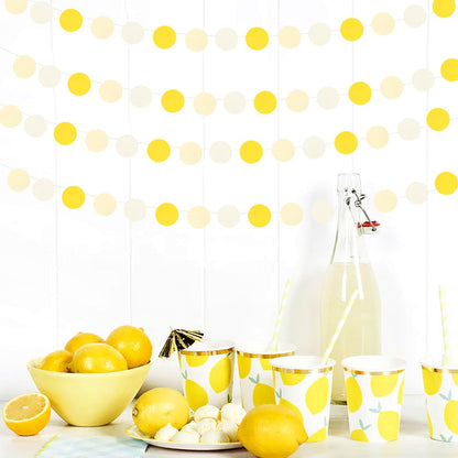 Yellow-White Women-Birthday Party-Decorations Garland Streamers - 52Ft Lemon Baby Shower Graduation Hanging Banner,Sunflower Classroom Pastel Backdrop Decor