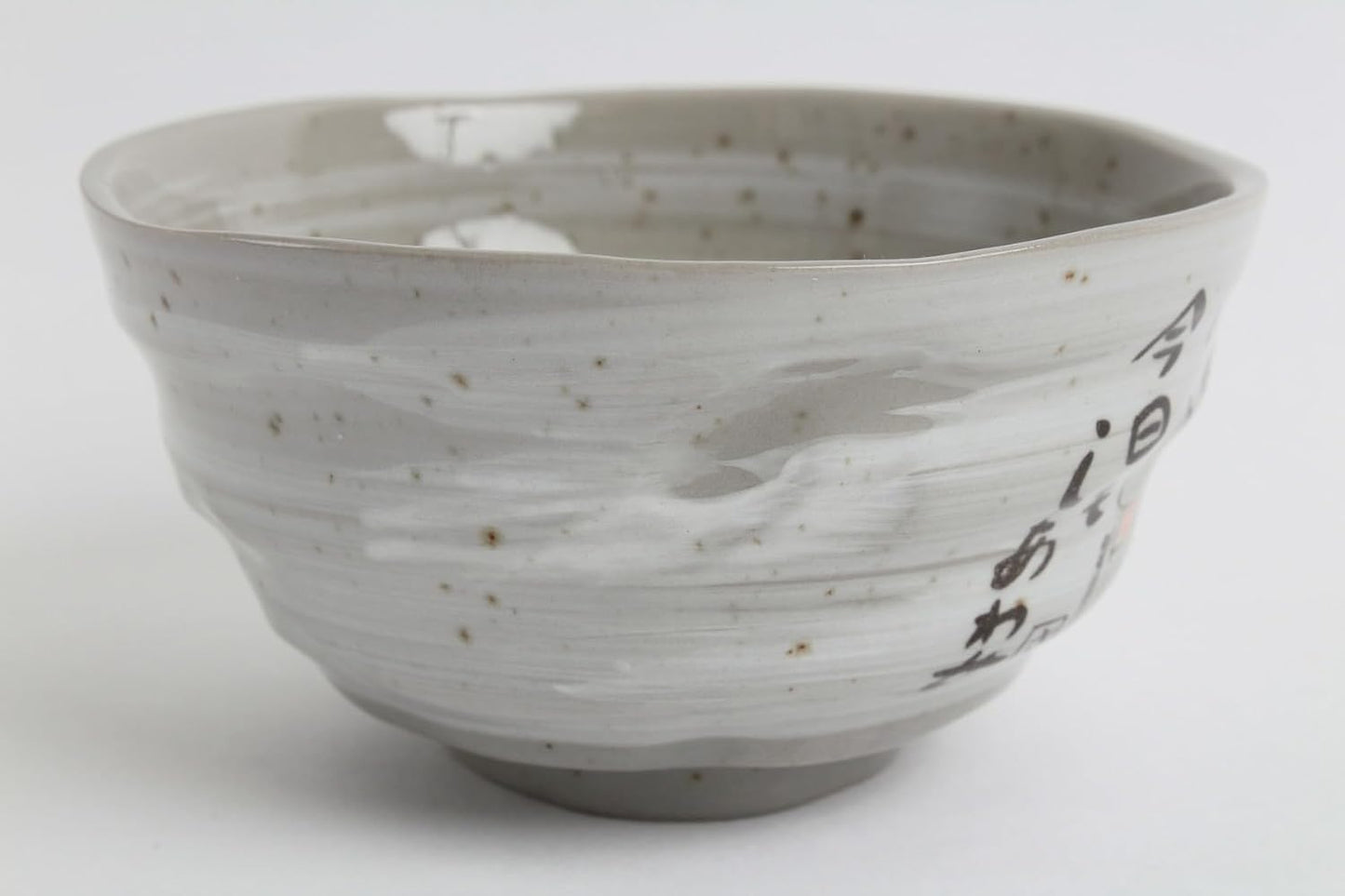 Mino ware Japanese Pottery Rice Bowl Peaceful Time Series w/Kanji Poem Gray made in Japan (Japan Import) KSC101 (Jizo Statue)