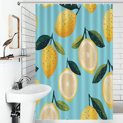 Shower Curtain Cute Yellow Lemons Cute Showers Curtains Lemon Slices Wide Shower Curtain Waterproof Polyester Fabric Home Bathroom Bathtubs Decor 48x72Inch