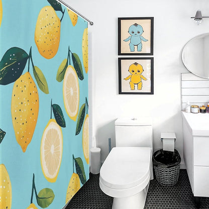 Shower Curtain Cute Yellow Lemons Cute Showers Curtains Lemon Slices Wide Shower Curtain Waterproof Polyester Fabric Home Bathroom Bathtubs Decor 48x72Inch