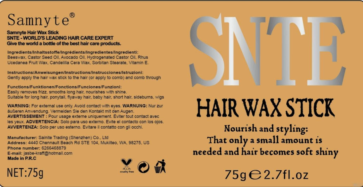 Samnyte Hair Wax Stick, Gel Tamer for Flyaways, Nourishing Slick Stick Pomade for Women & Kids, Slick Back & Styling Cream, Hair Styling Accessories for Teen Girls Gifts, 2.7 Fl Oz | Nourishing