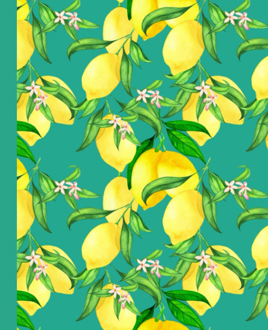 Lemons and Lemon Blossom Notebook: Lined Composition Notebook, Diary, Journal, Workbook for Students, Children, Adults; Wide Ruled, 120 pages, 9.25" X 7.5"