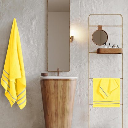 Ultra Soft 3 Pack Cotton Towel Set, Contains a Bath Towel 28x55 inch, a Hand Towel 16x24 inch & Wash Coth 12x12 inch, Ideal Everyday use, Compact & Lightweight - Lime Yellow, 71671