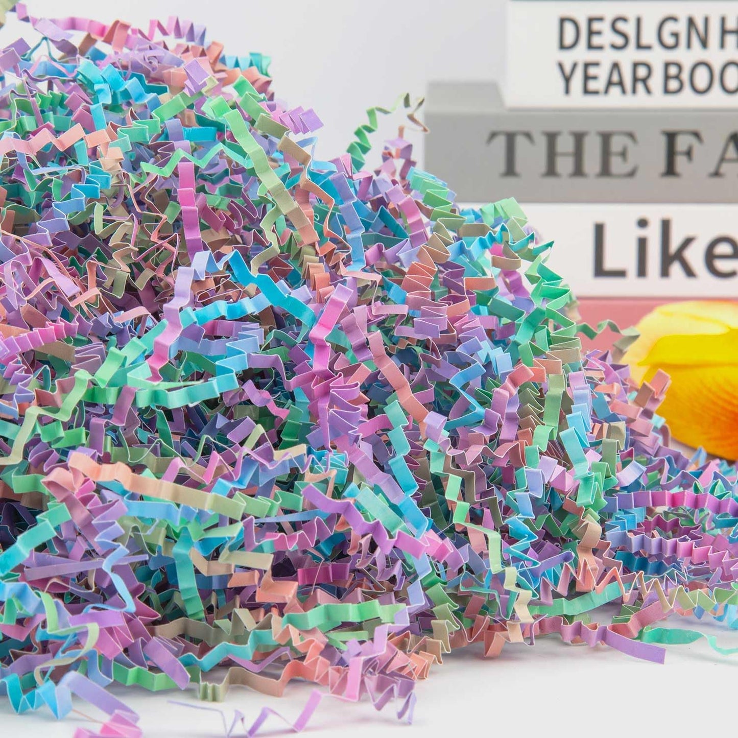 1/2 LB Crinkle Cut Paper Shredded Filler Paper for Gift Baskets Gift Box Confetti Paper Shreds Decoration Stuffing for Birthday, Weddings, Anniversaries, Christmas Wrapping Yellow