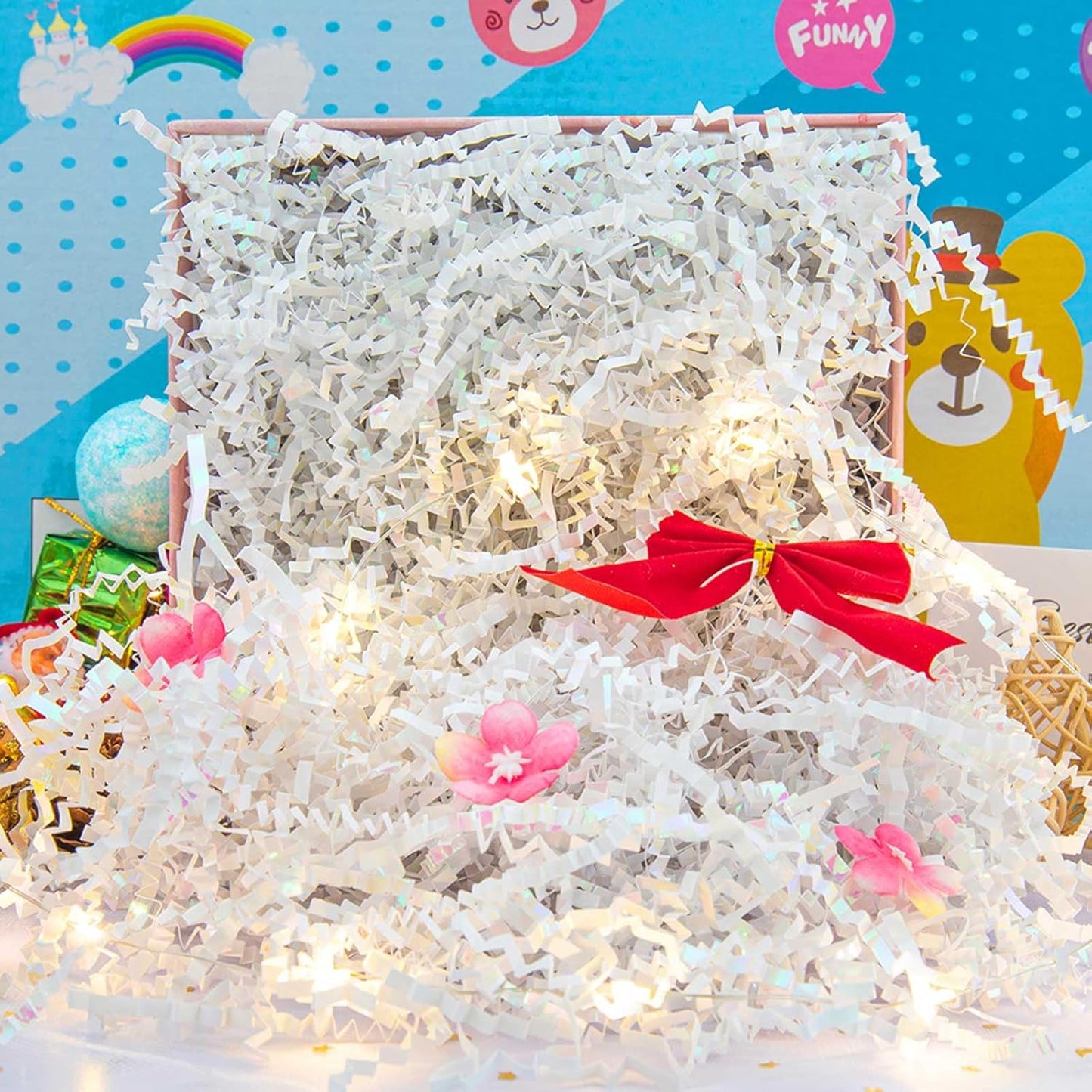 1/2 LB Crinkle Cut Paper Shredded Filler Paper for Gift Baskets Gift Box Confetti Paper Shreds Decoration Stuffing for Birthday, Weddings, Anniversaries, Christmas Wrapping Yellow