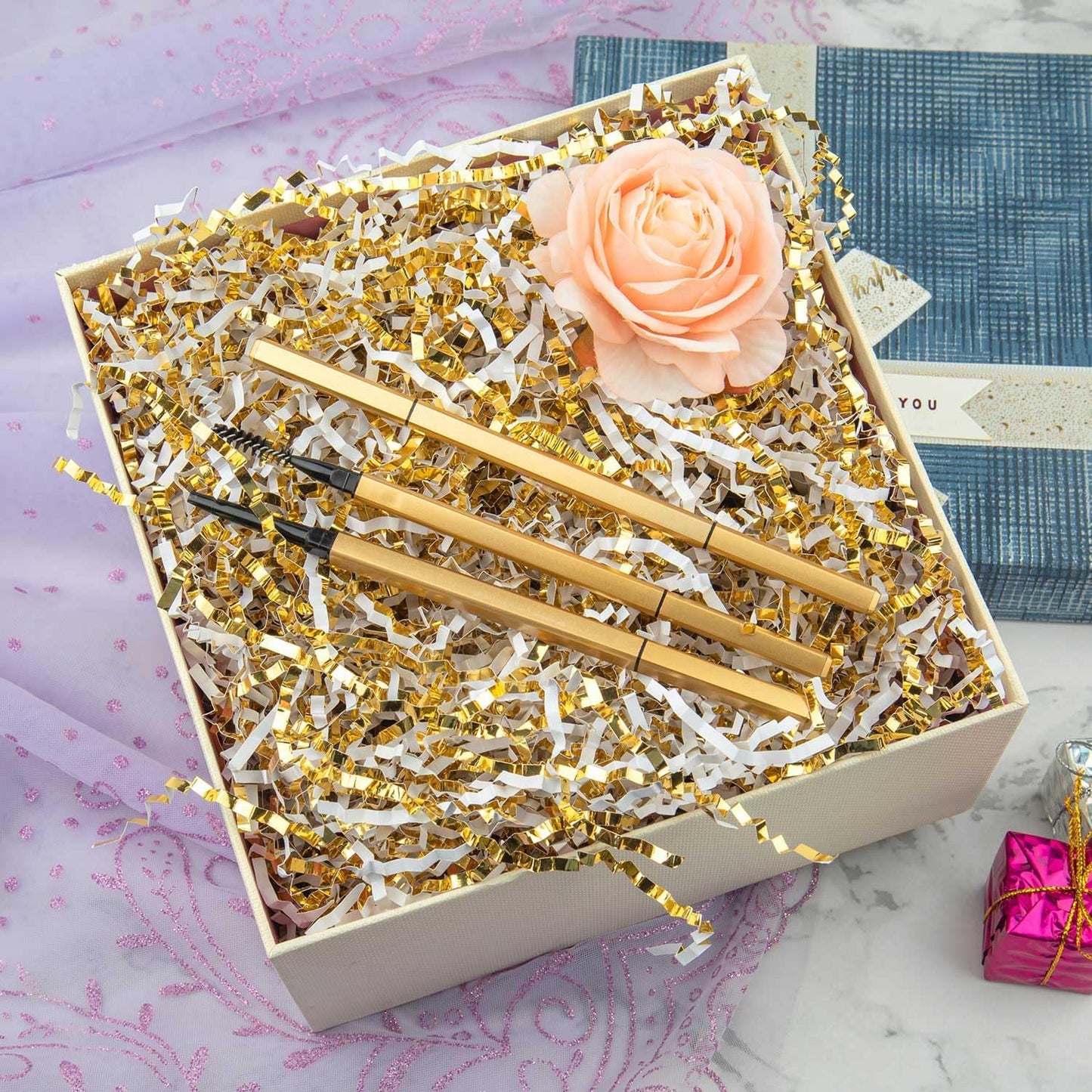 1/2 LB Crinkle Cut Paper Shredded Filler Paper for Gift Baskets Gift Box Confetti Paper Shreds Decoration Stuffing for Birthday, Weddings, Anniversaries, Christmas Wrapping Yellow