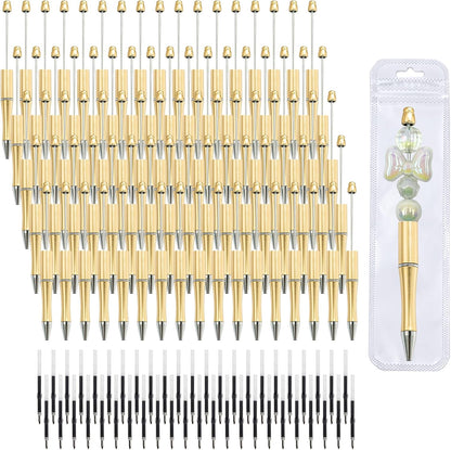 210 Pieces DIY Beadable Pen Bulk Kit – 70PCS Ballpoint Pen with Refills & Bags – Perfect for Beads Pens Supplies, Beaded Pens for DIY Crafting – Office Supplies & Teacher Accessories (Yellow)