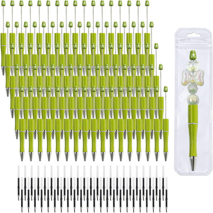 210 Pieces DIY Beadable Pen Bulk Kit – 70PCS Ballpoint Pen with Refills & Bags – Perfect for Beads Pens Supplies, Beaded Pens for DIY Crafting – Office Supplies & Teacher Accessories (Yellow)