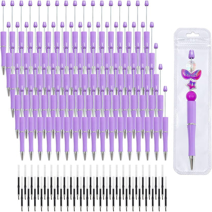 210 Pieces DIY Beadable Pen Bulk Kit – 70PCS Ballpoint Pen with Refills & Bags – Perfect for Beads Pens Supplies, Beaded Pens for DIY Crafting – Office Supplies & Teacher Accessories (Yellow)