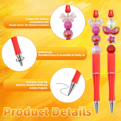 210 Pieces DIY Beadable Pen Bulk Kit – 70PCS Ballpoint Pen with Refills & Bags – Perfect for Beads Pens Supplies, Beaded Pens for DIY Crafting – Office Supplies & Teacher Accessories (Yellow)