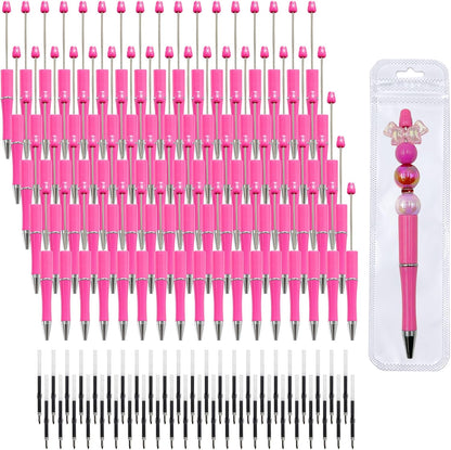 210 Pieces DIY Beadable Pen Bulk Kit – 70PCS Ballpoint Pen with Refills & Bags – Perfect for Beads Pens Supplies, Beaded Pens for DIY Crafting – Office Supplies & Teacher Accessories (Yellow)