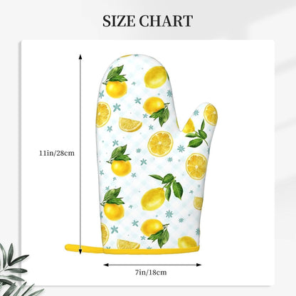 Lemon Oven Mitts Heat Resistant Yellow Cute Oven Gloves Mitt Kitchen Decor Pot Holders Hot Pads Baker Stuff Chef Cooking Baking Gifts for Women Bakers Mother's Day