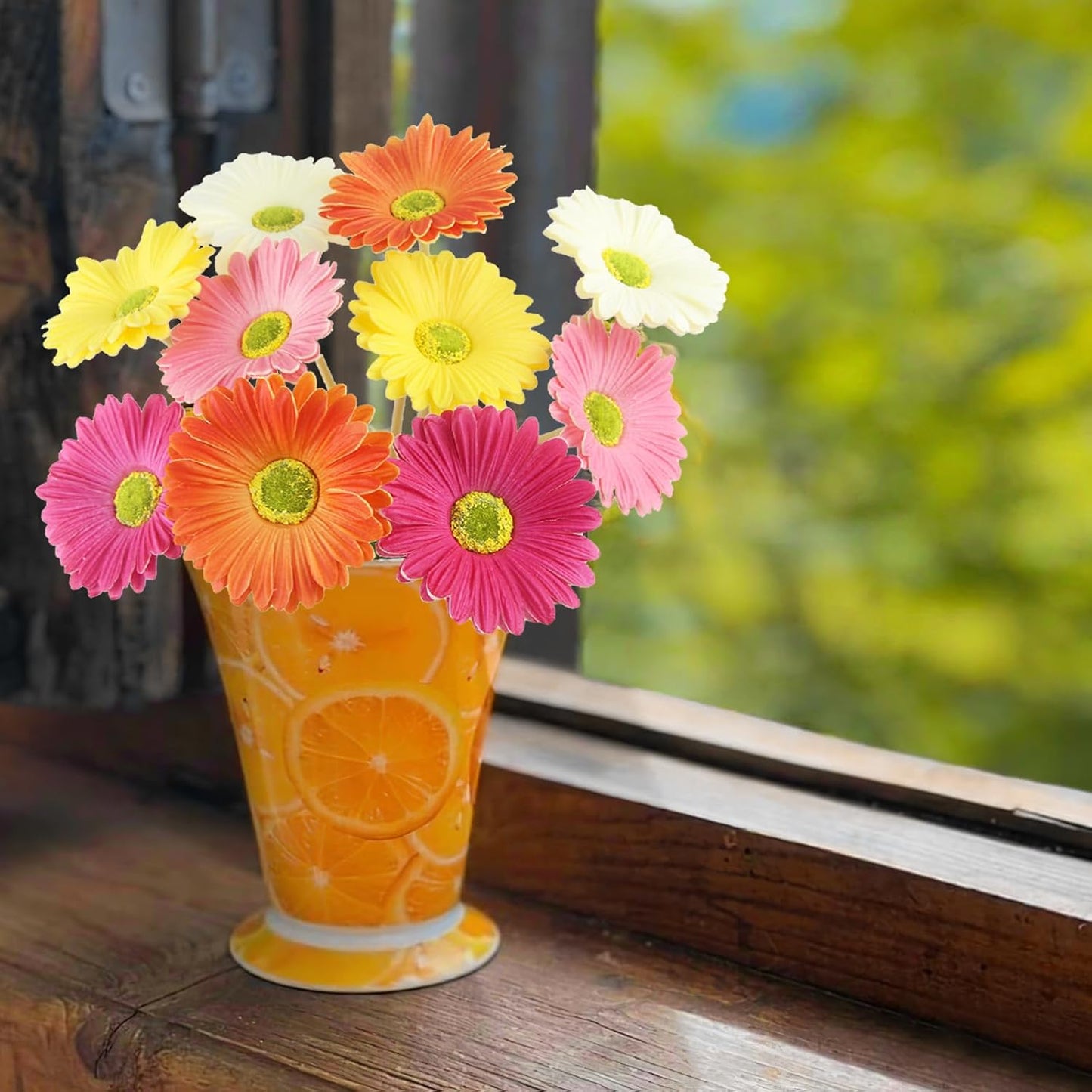 10 Pcs Artificial Gerbera Daisies Flowers Artificial Daisy Bouquet Fake Daisy Stems Faux Flowers Bulk Artificial Flowers Wildflowers Silk Flowers for Wedding Bridal Bouquet Party Home Kitchen