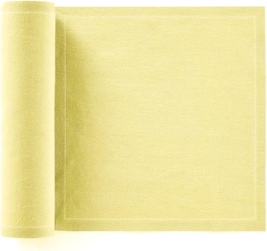 Cotton Dinner Napkins (11.8 x 11.8 in - 12 Per Roll, Pastel Yellow) Cloth Dinner Napkins for Parties, Weddings, Dinning, Hotels, Restaurants or Events - Single-Use Washable
