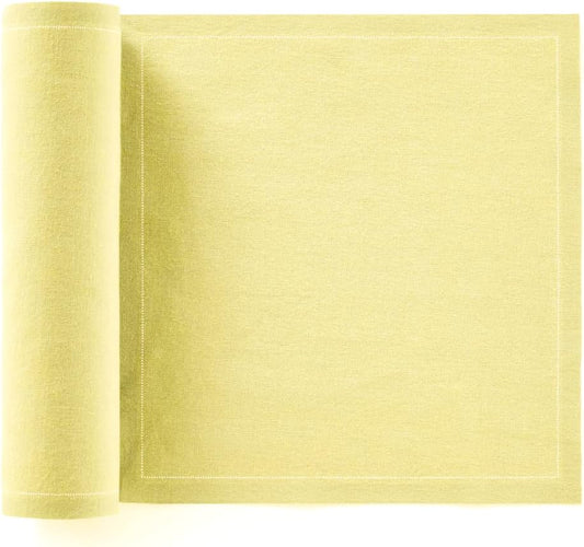 Cotton Dinner Napkins (11.8 x 11.8 in - 12 Per Roll, Pastel Yellow) Cloth Dinner Napkins for Parties, Weddings, Dinning, Hotels, Restaurants or Events - Single-Use Washable